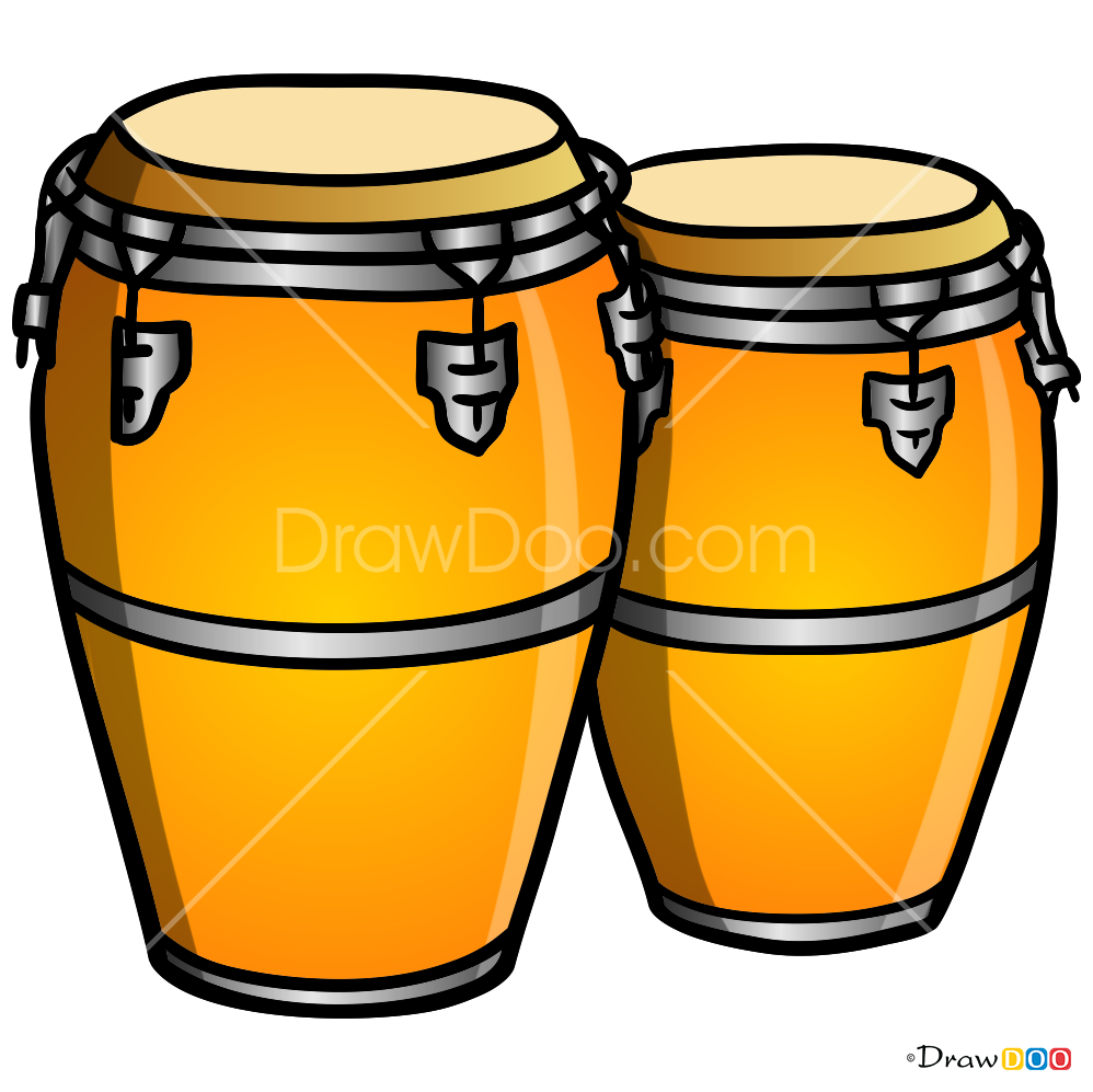 How to Draw Bongo Drums, Musical Instruments